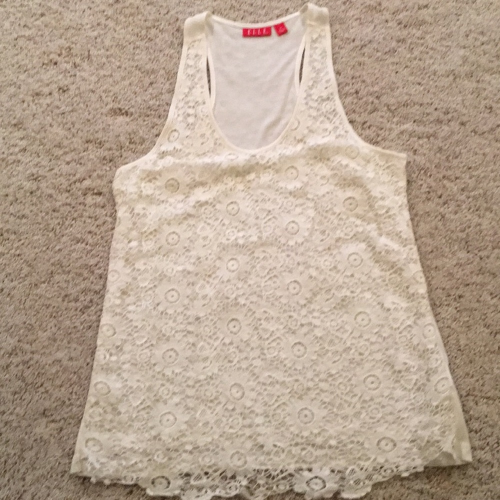 Long tank top with overlay crochet